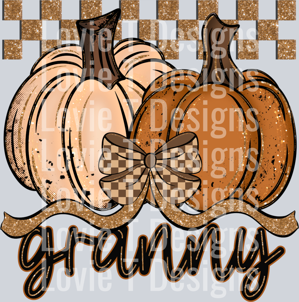 Granny Fall Checkered Glitter Pumpkin