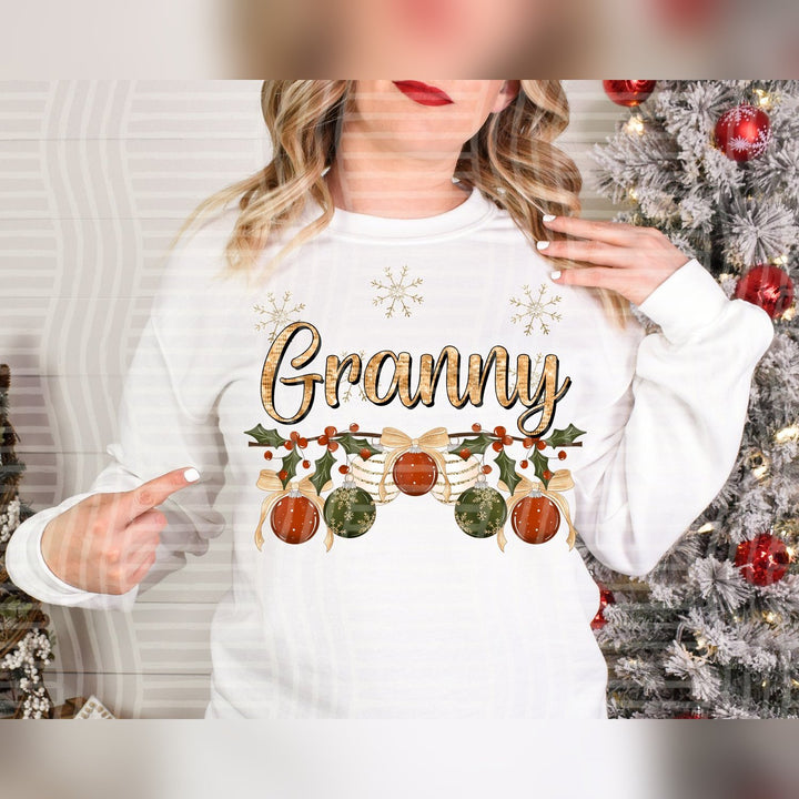 Granny Christmas Name Ornaments DTF transfer