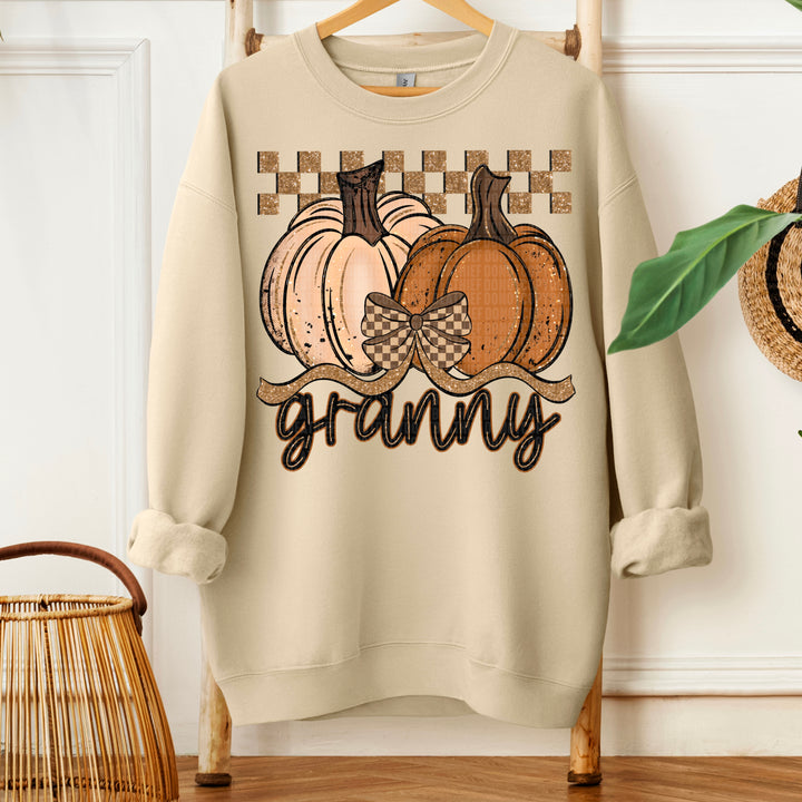 GRANNY FALL CHECKERED GLITTER PUMPKIN