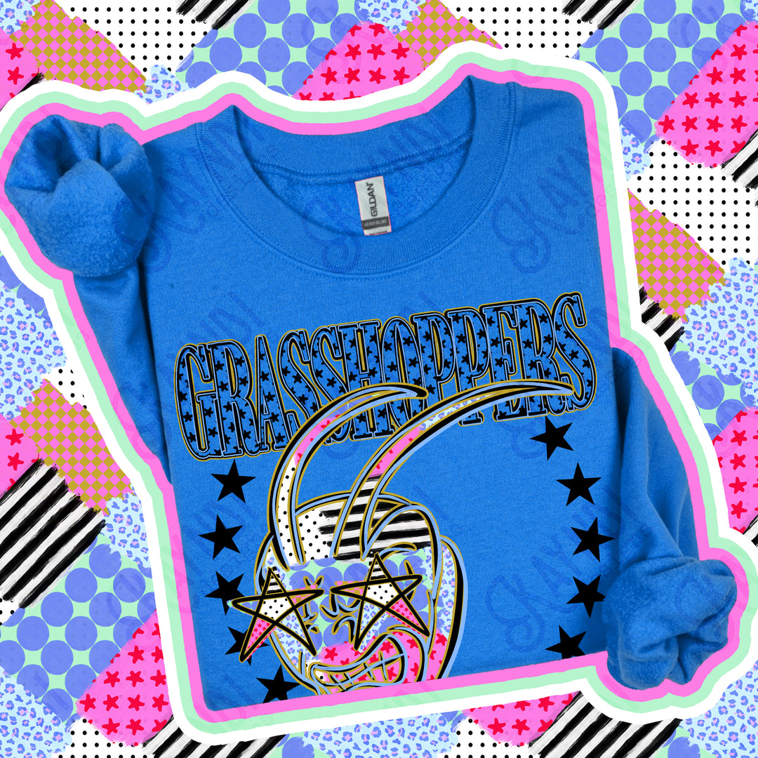 Grasshoppers Patchwork Varsity Stars mascot DTF transfer