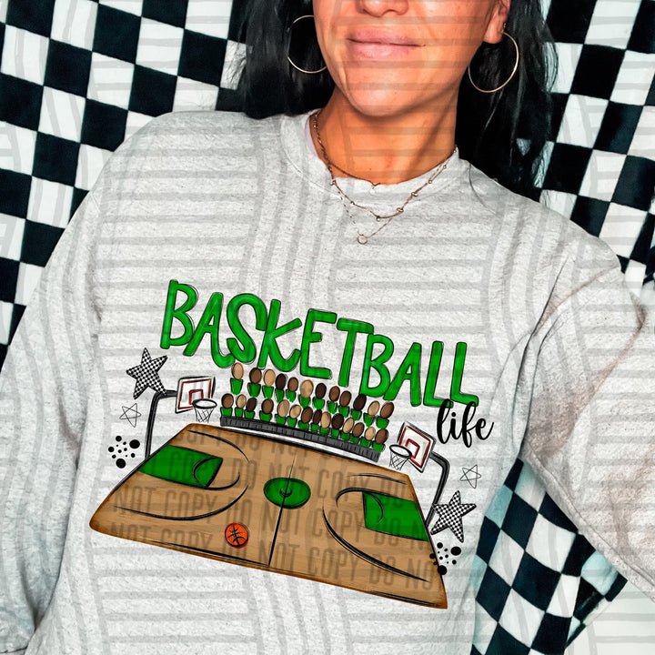 Green Basketball Life DTF transfer