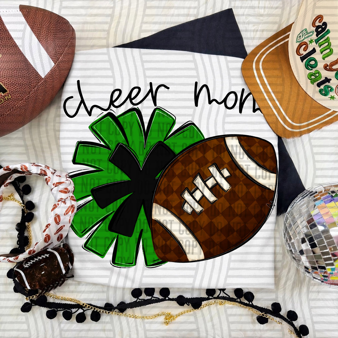 Cheer Mom DTF transfer in Green & Black