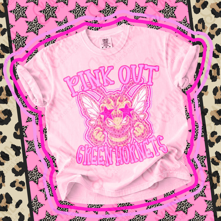 Green Hornets Pink Out Mascots mascot DTF transfer
