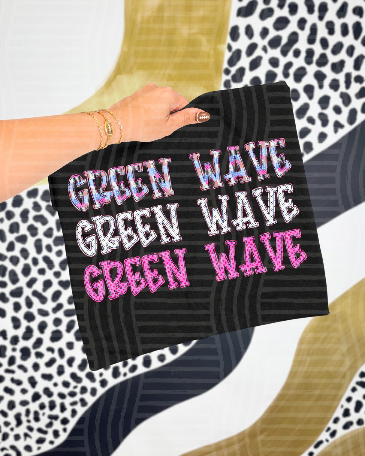 Dolly Tri Stacked Mascots Green Wave design