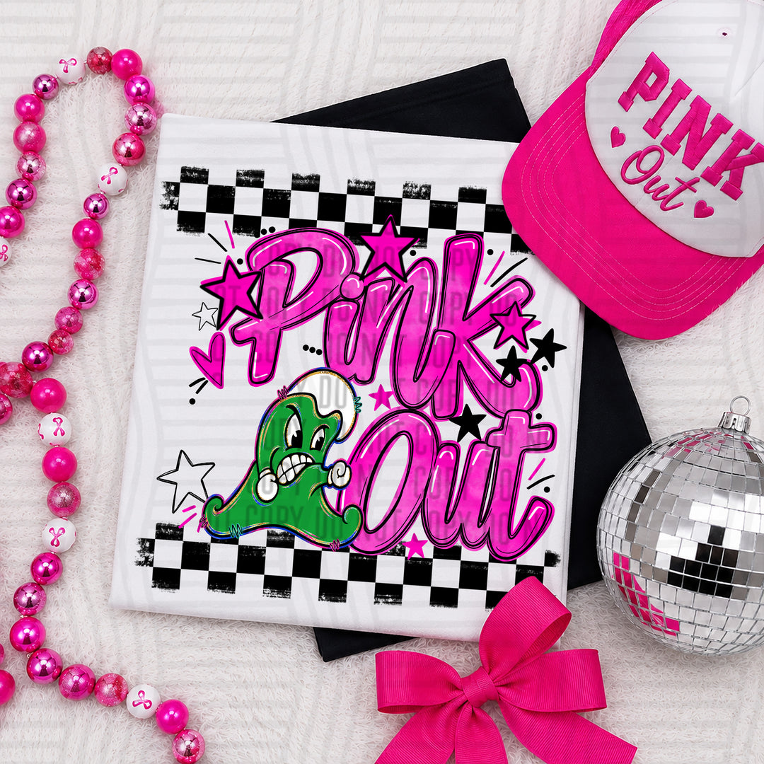 Green Waves Pink Out mascot DTF transfer
