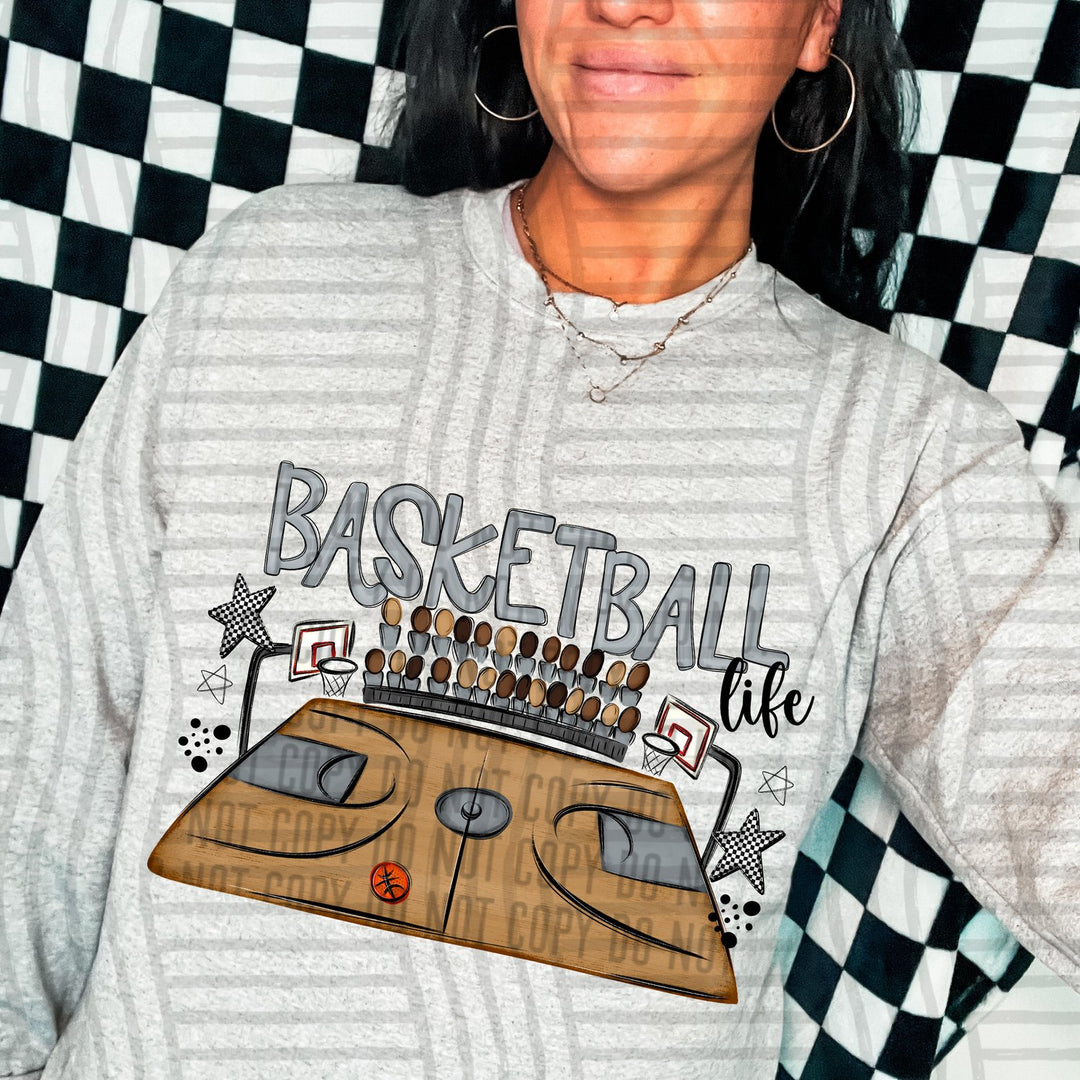 Grey Basketball Life DTF transfer