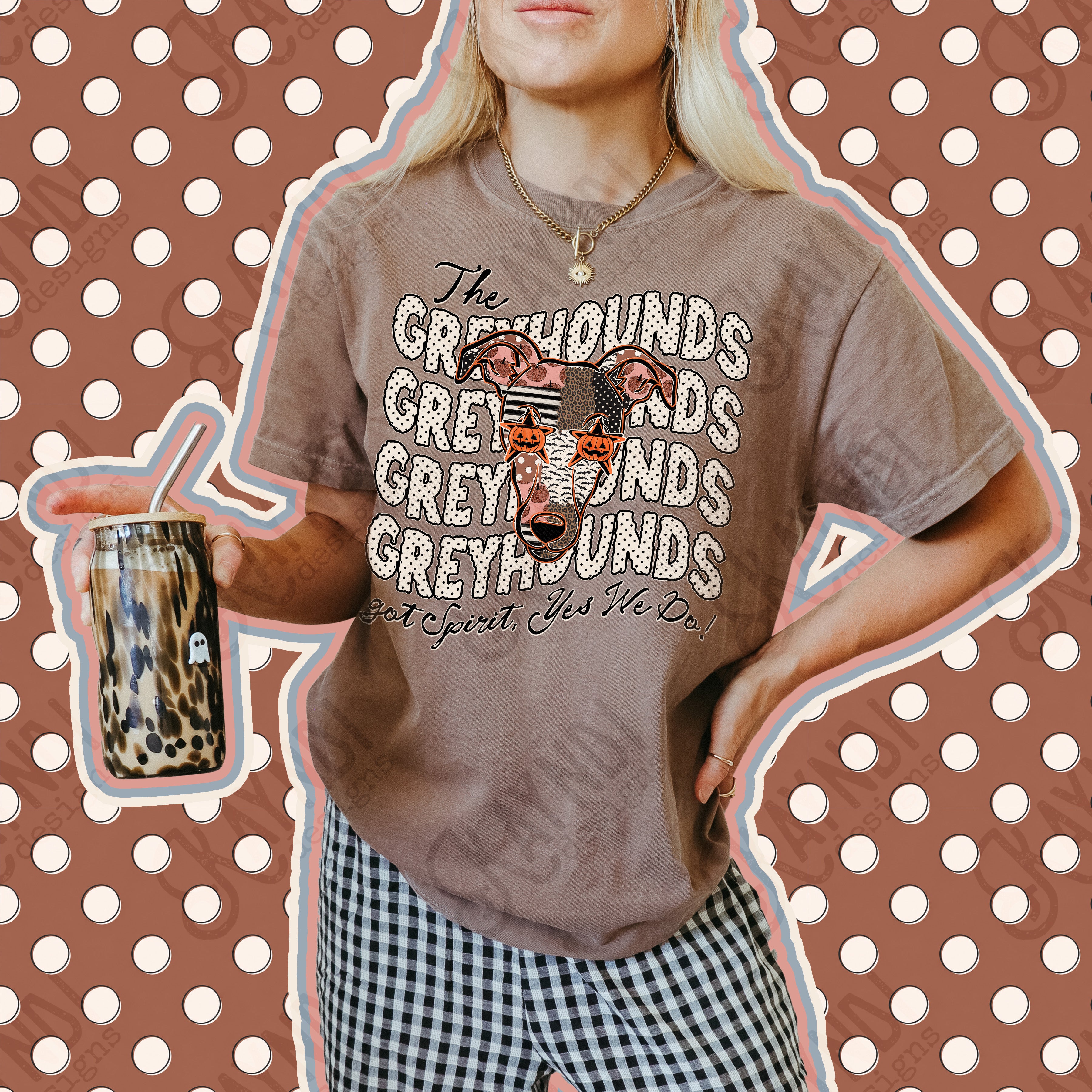 Patchwork Pumpkin Spirit Mascots Greyhounds design