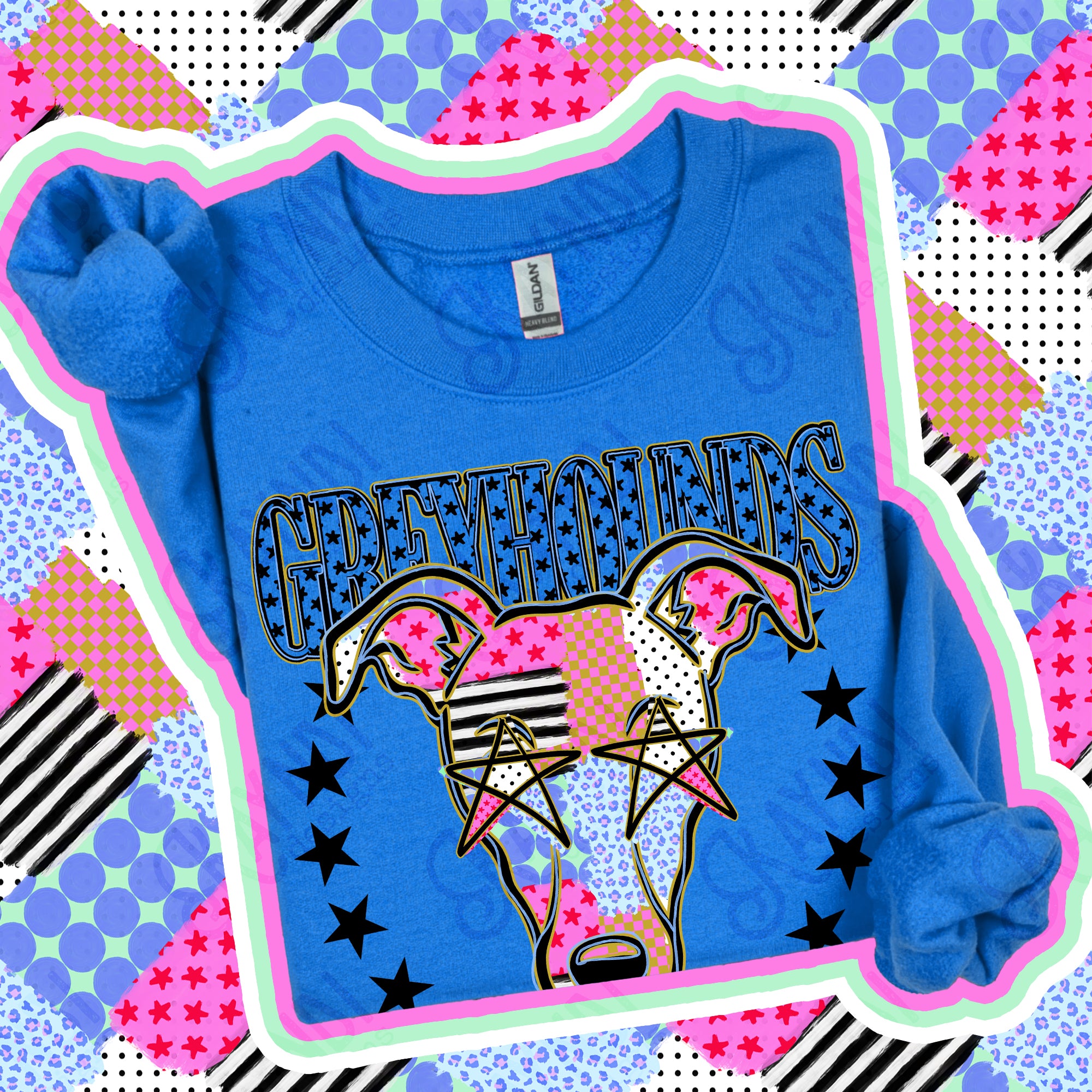 Patchwork Varsity Stars Mascots Greyhounds design