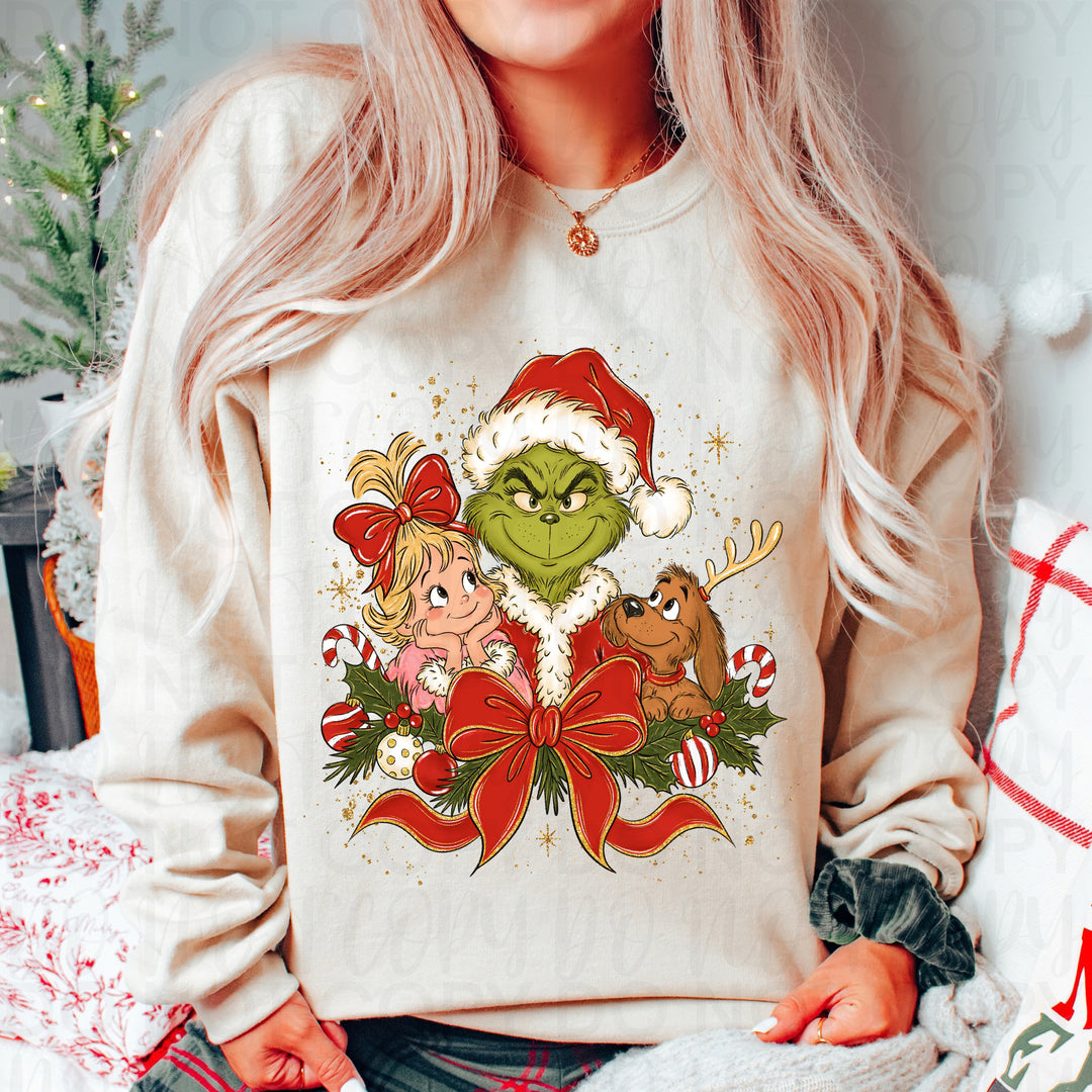 Grinch Coquette Christmas DTF transfer mockup 2
