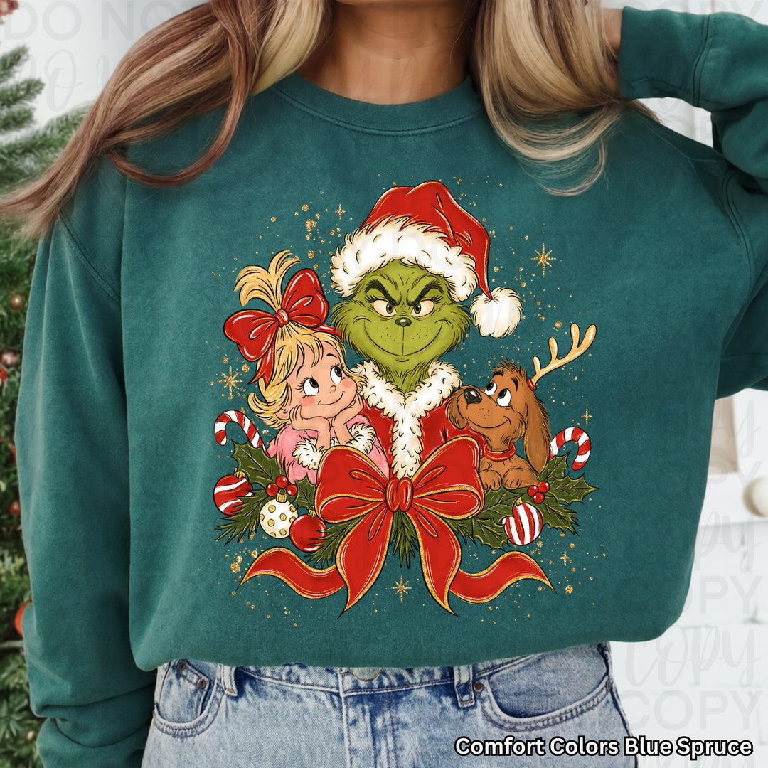 Grinch Coquette Christmas DTF transfer mockup 4