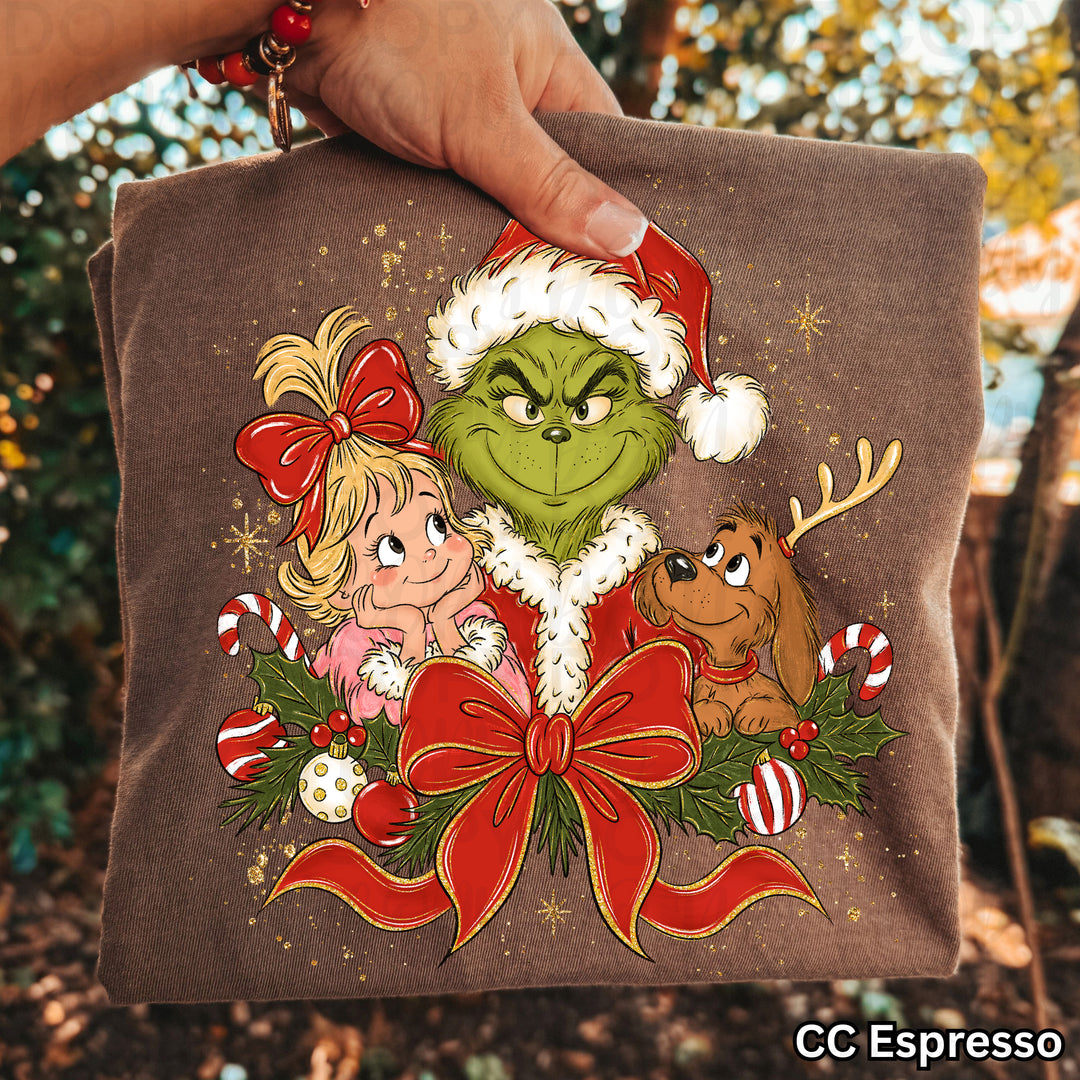 Grinch Coquette Christmas DTF transfer mockup 5