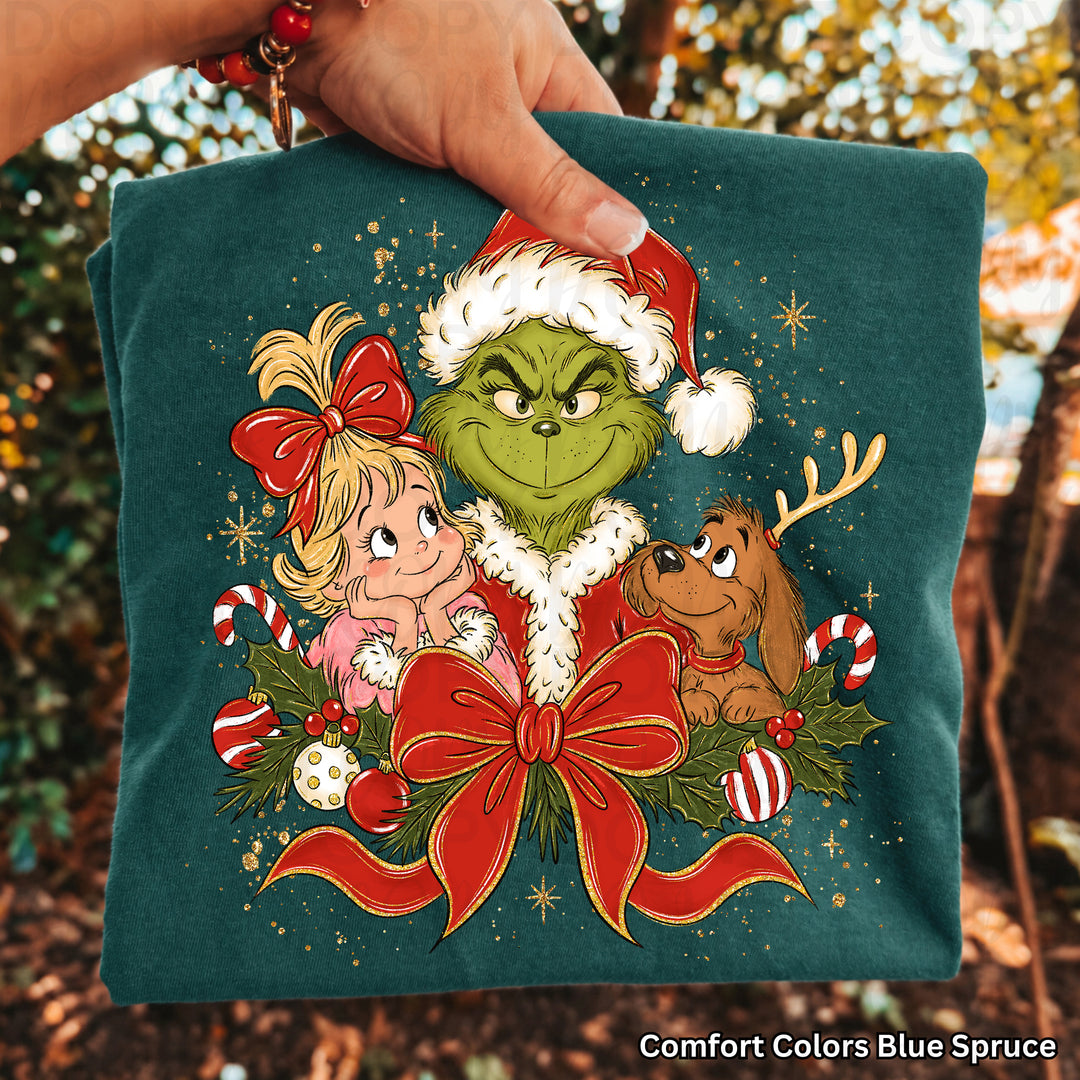 Grinch Coquette Christmas DTF transfer mockup 6
