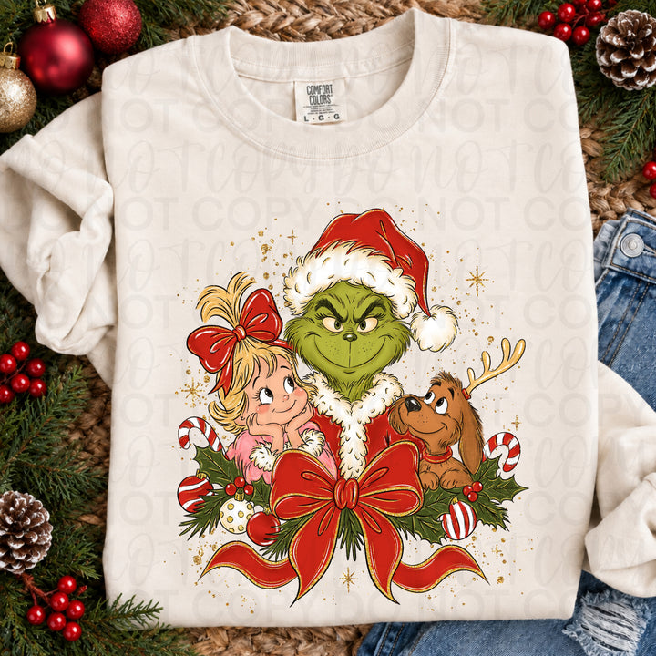 Grinch Coquette Christmas DTF transfer design preview 2