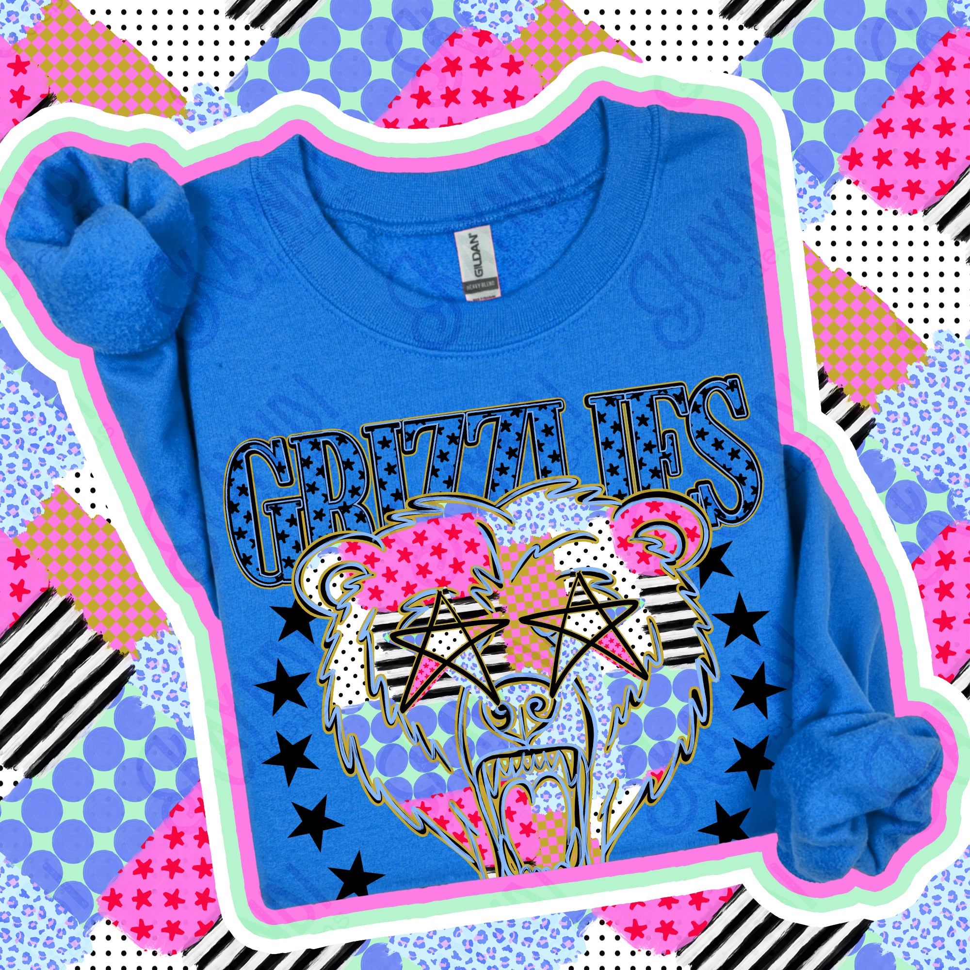 Patchwork Varsity Stars Mascots Grizzlies design