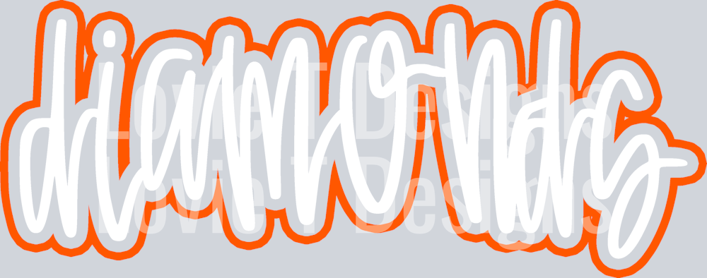 HANDWRITTEN OUTLINE DIAMONDS WHITE AND ORANGE