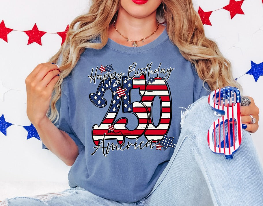 Happy Birthday America DTF transfer design