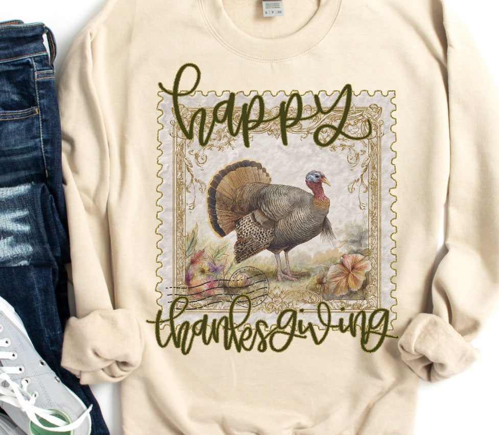 Happy Thanksgiving Postage Stamp DTF transfer design – image 1