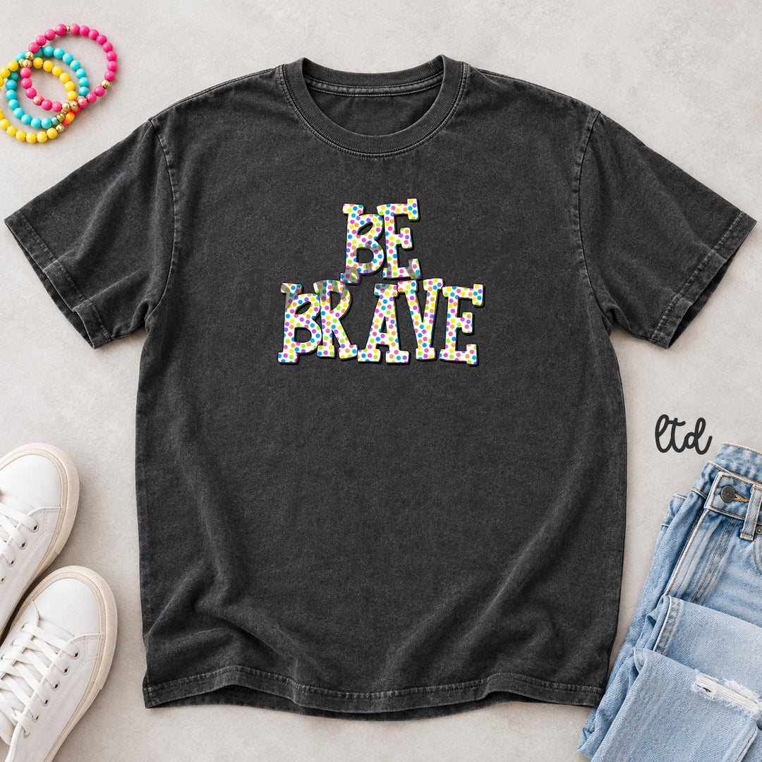 Be Brave Polka Dot Happy Words DTF transfer mockup