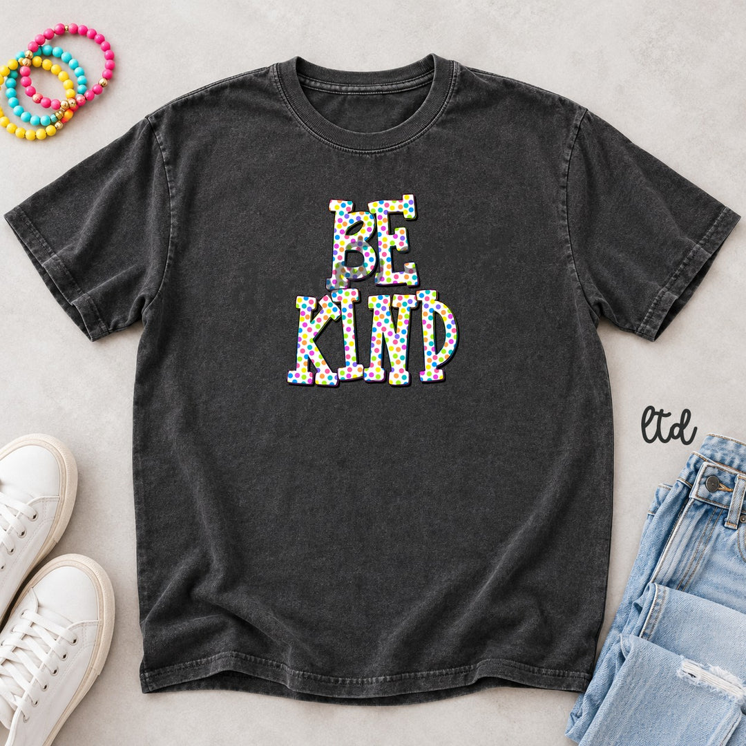 Be Kind Polka Dot Happy Words DTF transfer mockup