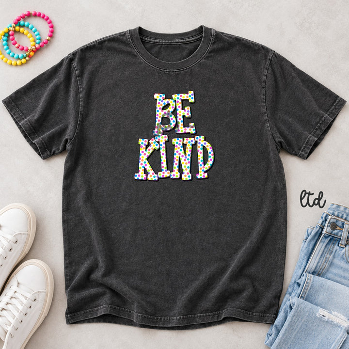 Be Kind Polka Dot Happy Words DTF transfer mockup