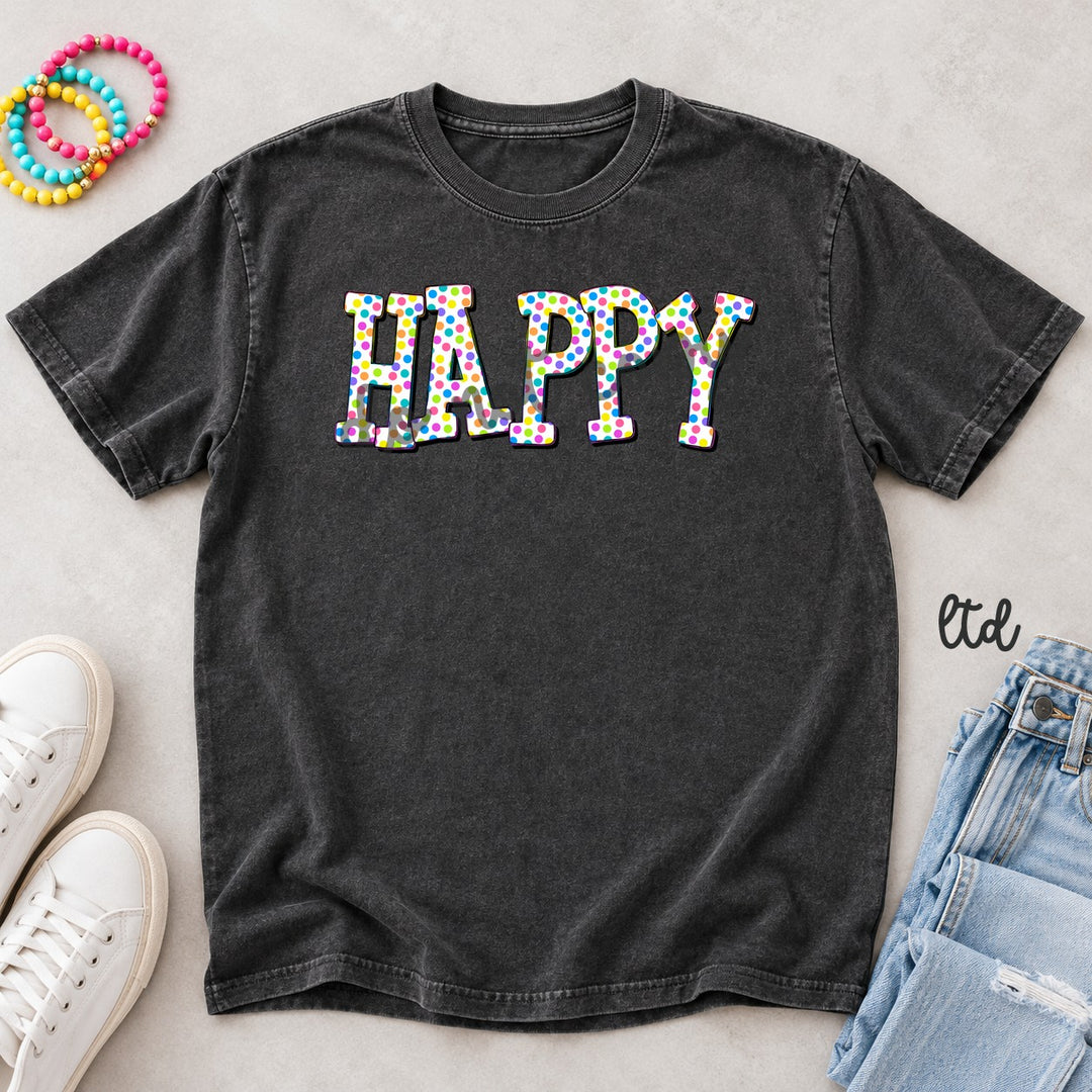 Happy Polka Dot Happy Words DTF transfer mockup