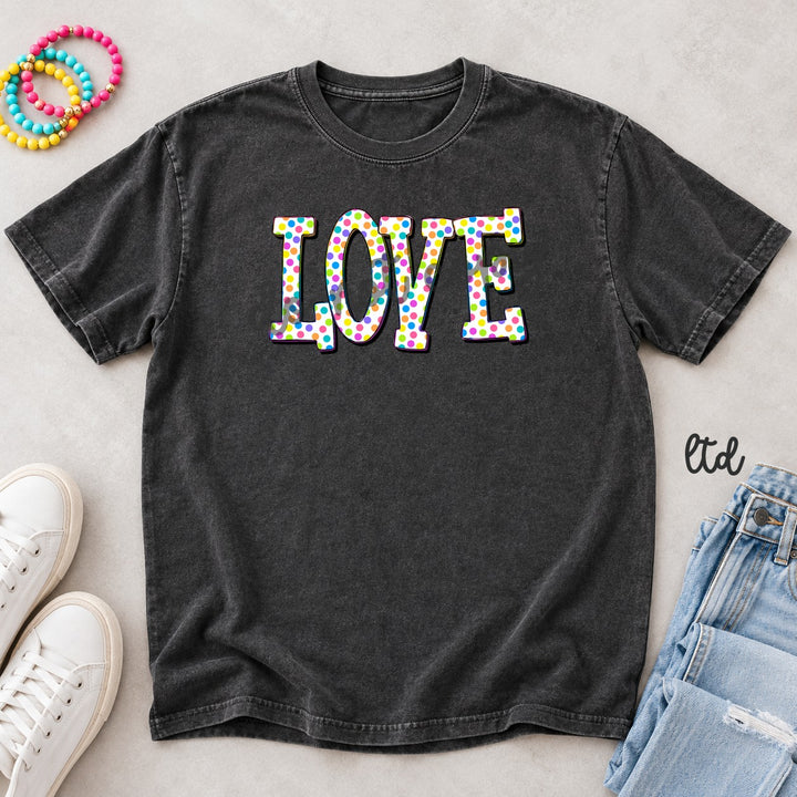 Love Polka Dot Happy Words DTF transfer mockup
