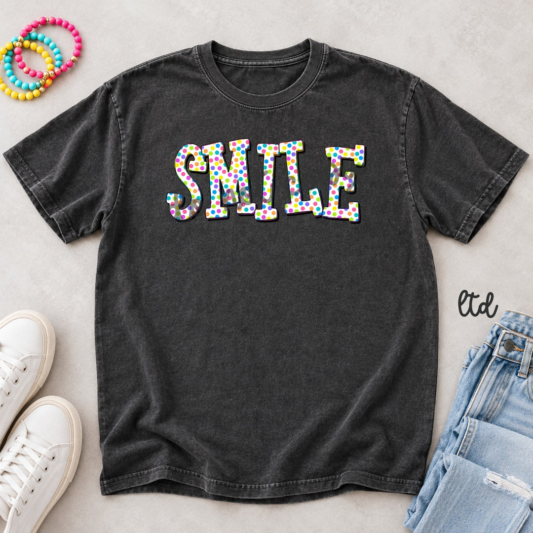 Smile Polka Dot Happy Words DTF transfer mockup