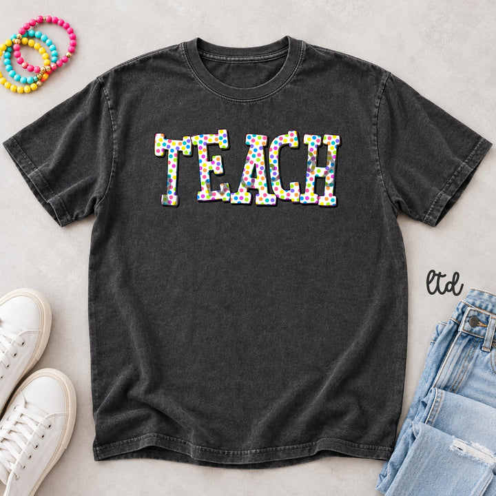 Teach Polka Dot Happy Words DTF transfer mockup