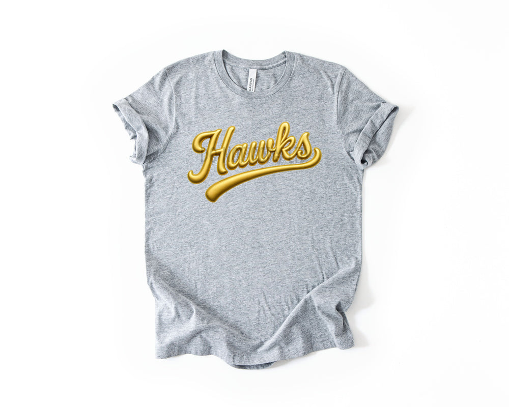 Hawks Faux Puff Gold DTF transfer design – image 1