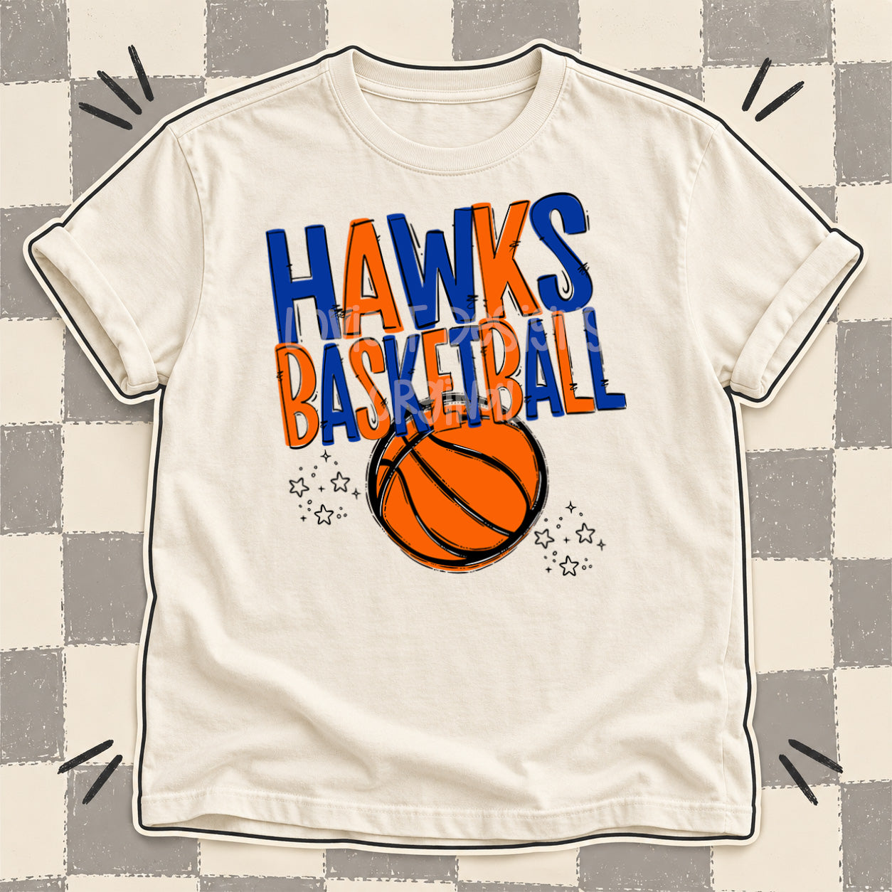 Team Go Basketball Mascots Hawks Royal Blue Orange design