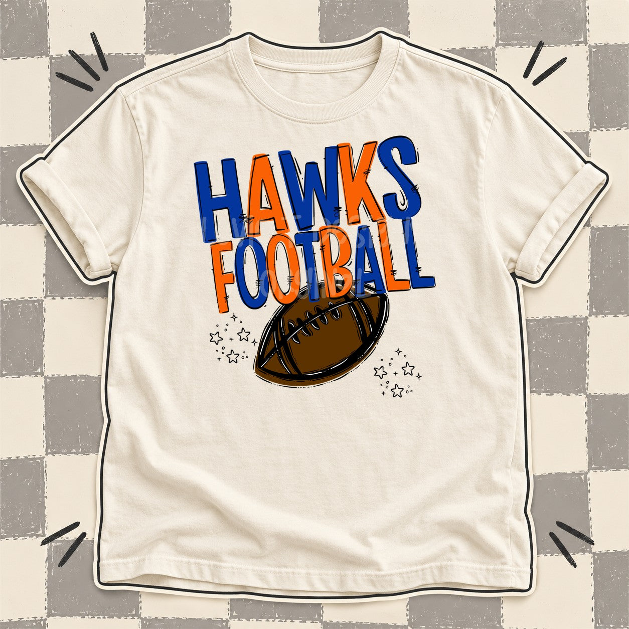 Team Go Football Mascots Hawks Royal Blue Orange design