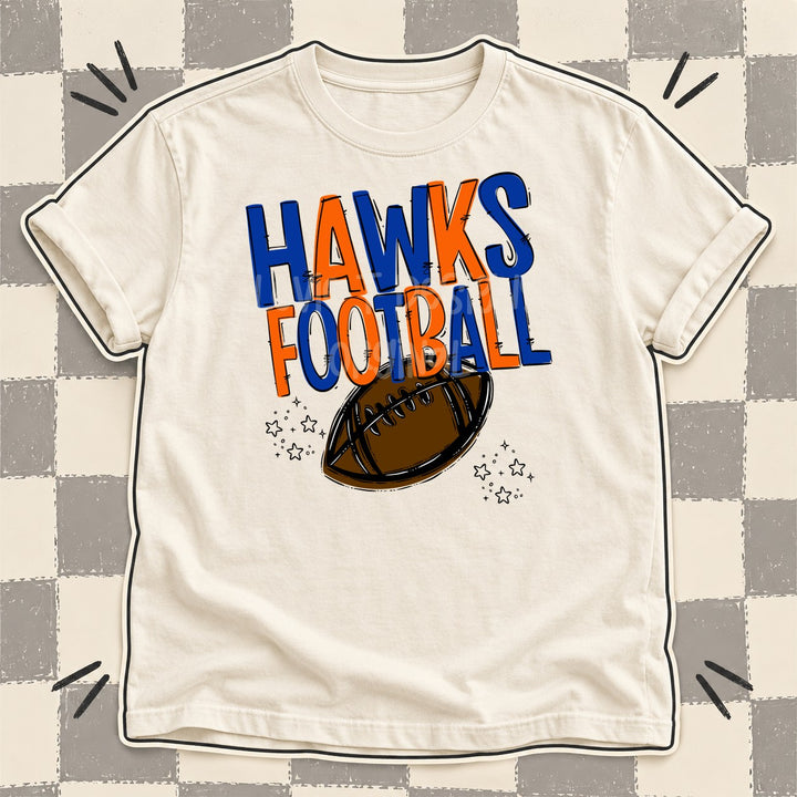 Hawks Royal Blue Orange Team Go Football Mascots DTF transfer mockup