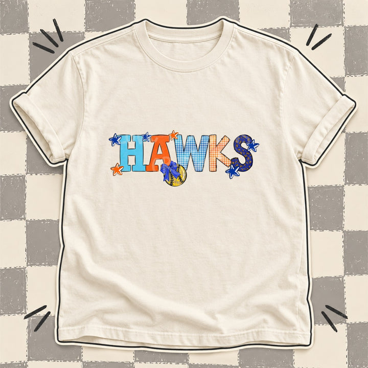 Hawks Royal Blue Orange Mixed Doodle Softball Mascots – Mascot Colors DTF transfer mockup