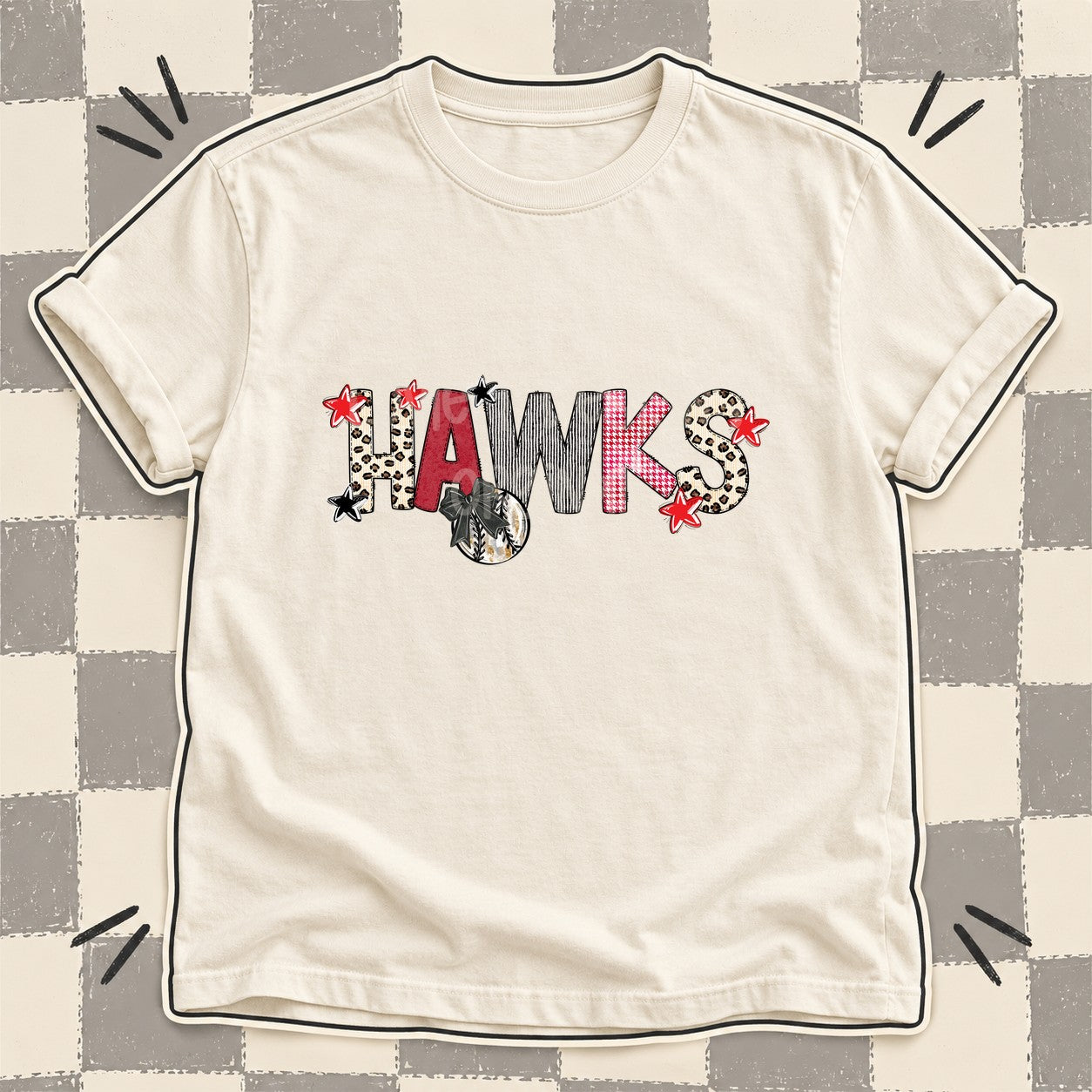 Mixed Doodle Baseball Mascots – Stitched Ballpark Hawks design