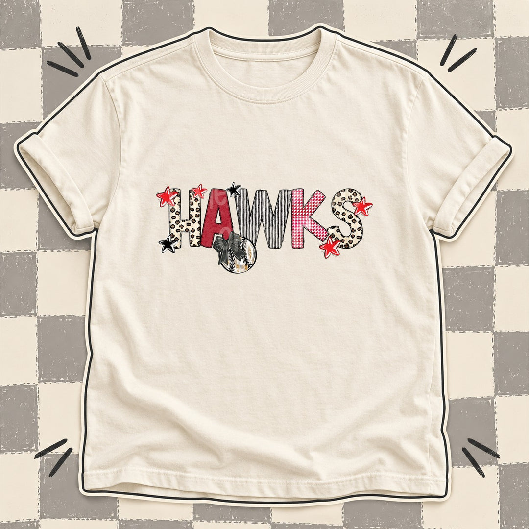 Hawks Mixed Doodle Baseball Mascots – Stitched Ballpark DTF transfer mockup
