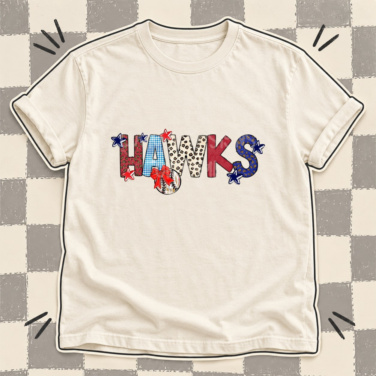Mixed Doodle Baseball Mascots – Leopard Red Navy Hawks design