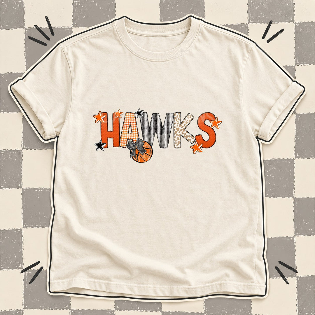Hawks Mixed Doodle Basketball Mascots – Hoops Houndstooth DTF transfer mockup