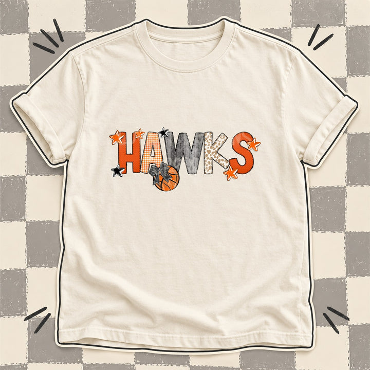 Hawks Mixed Doodle Basketball Mascots – Hoops Houndstooth DTF transfer mockup