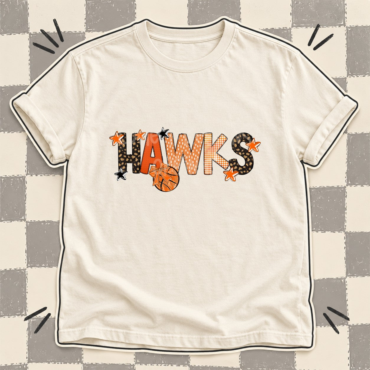 Mixed Doodle Basketball Mascots – Leopard Court Hawks design