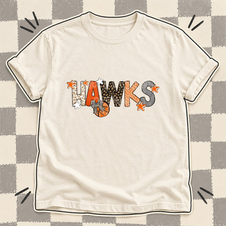Hawks Mixed Doodle Basketball Mascots – Orange and Brown DTF transfer mockup