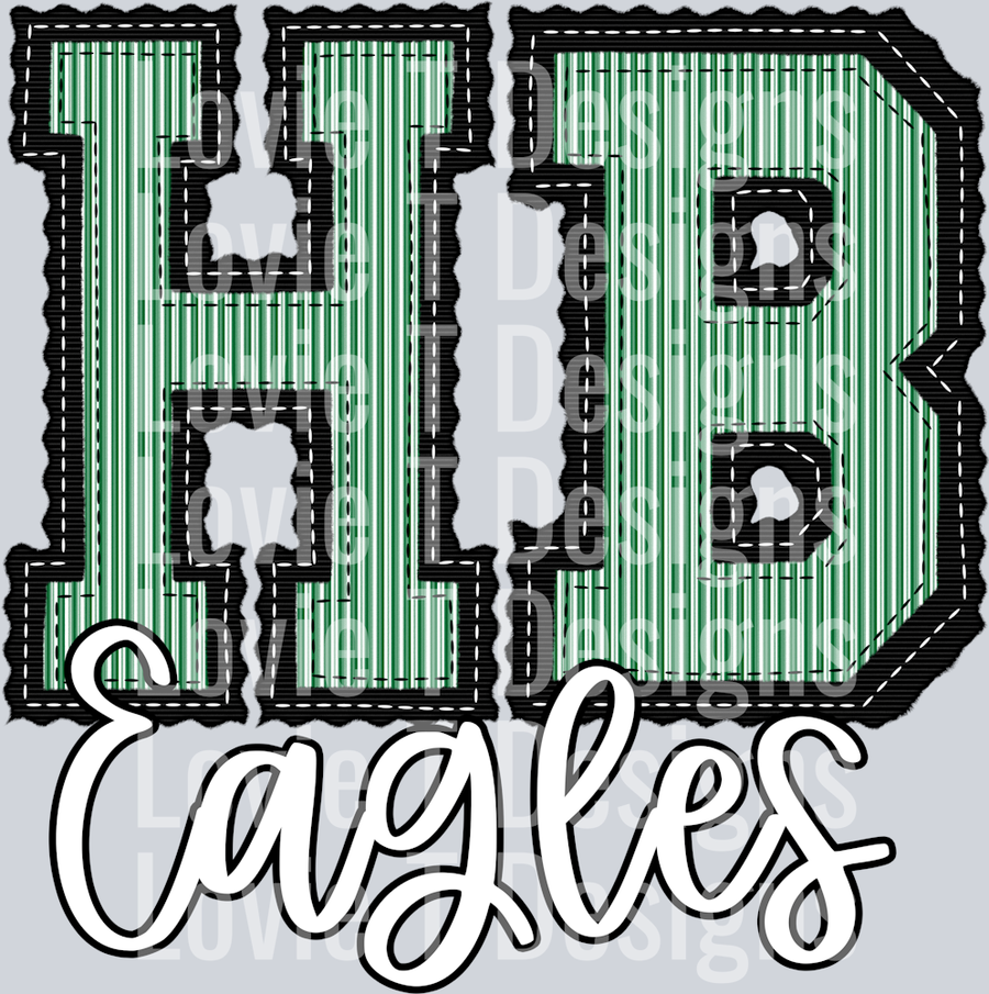 HB EAGLES BLACK BASE AND KELLY GREEN TOP
