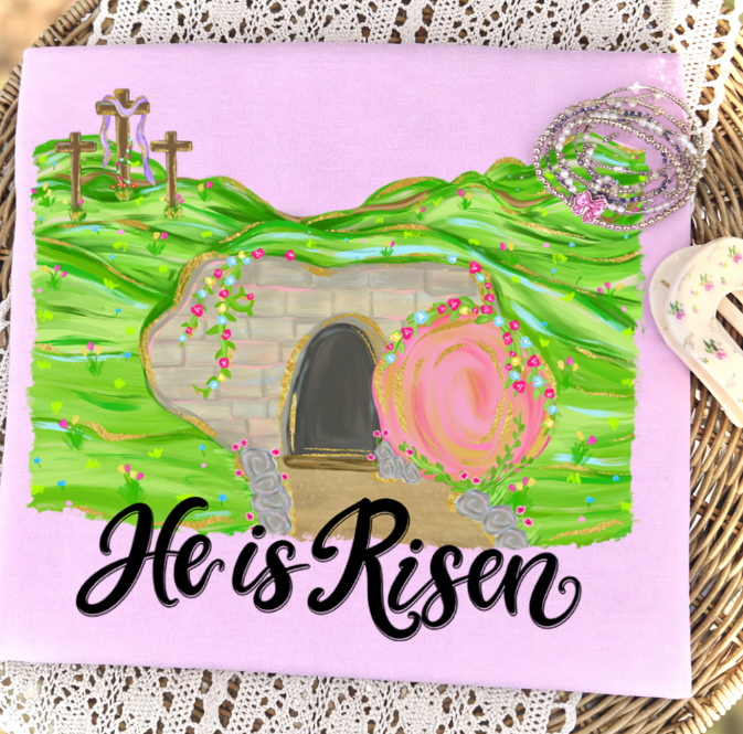 He Is Risen Black DTF transfer design