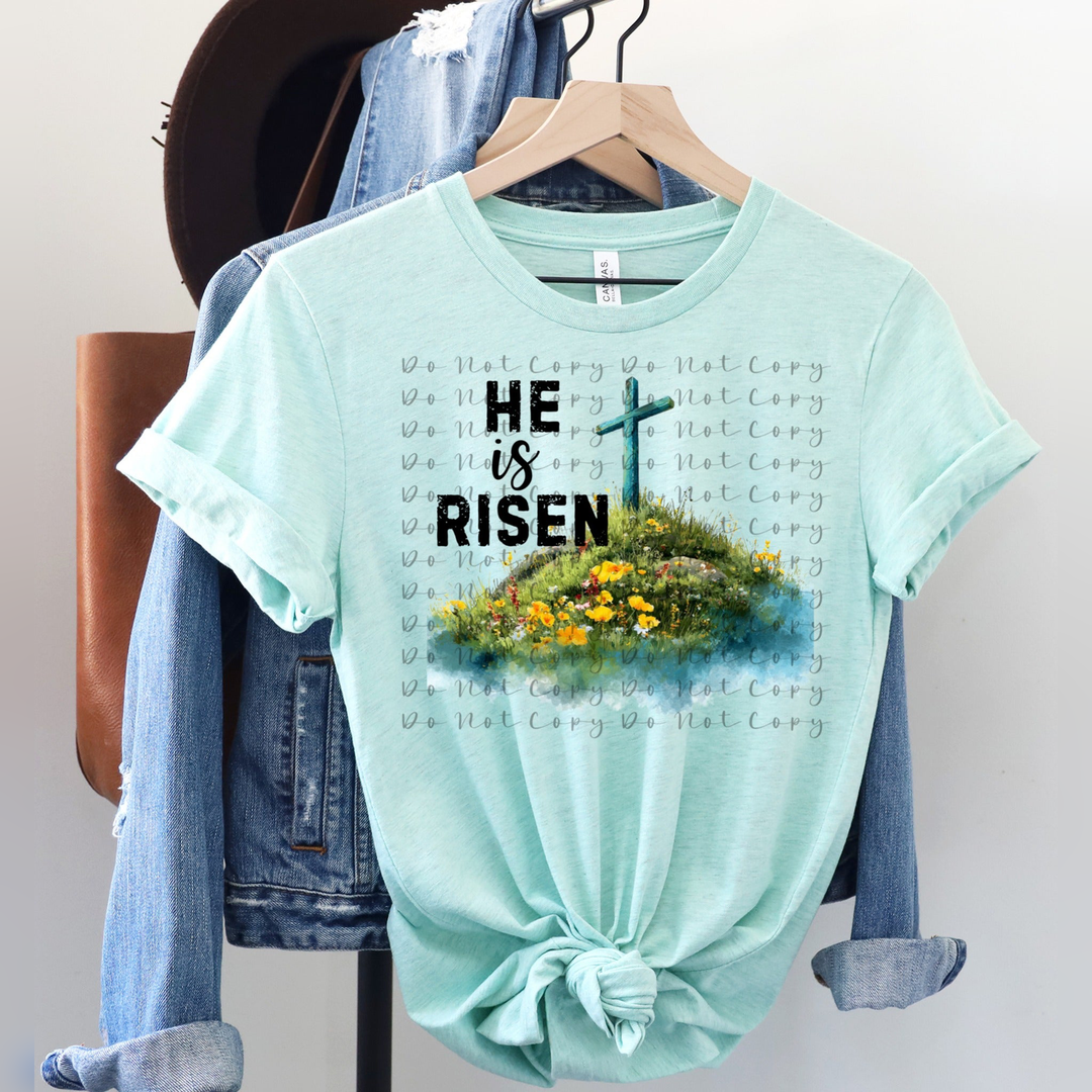 He is Risen Cross on Hill – DTF Transfer – product image