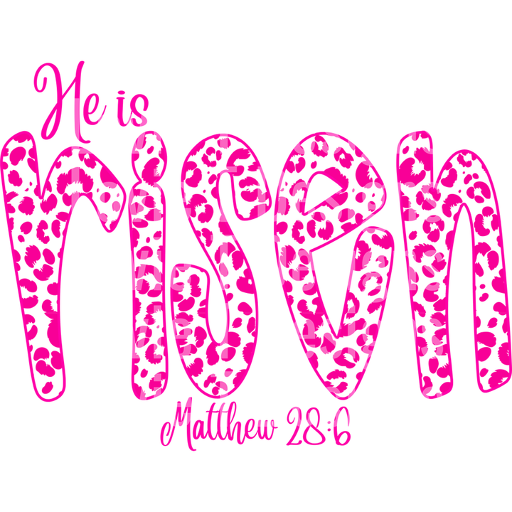 He is Risen Pink Leopard – DTF Transfer – product image