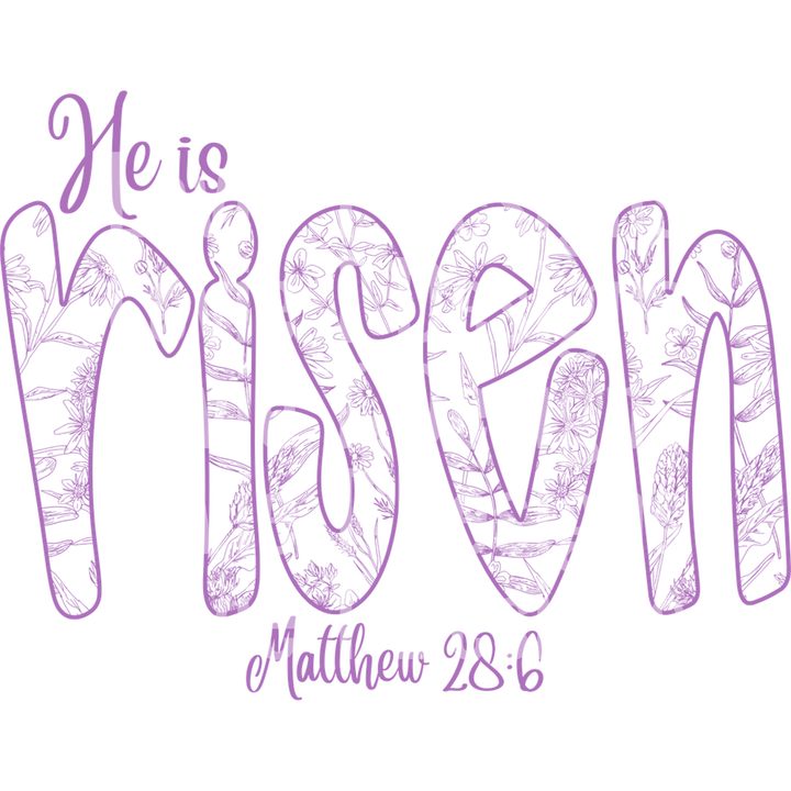 He is Risen Purple Floral – DTF Transfer – product image