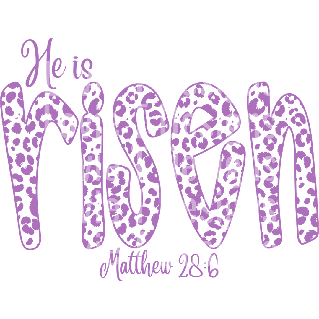 He is Risen Purple Leopard – DTF Transfer – product image