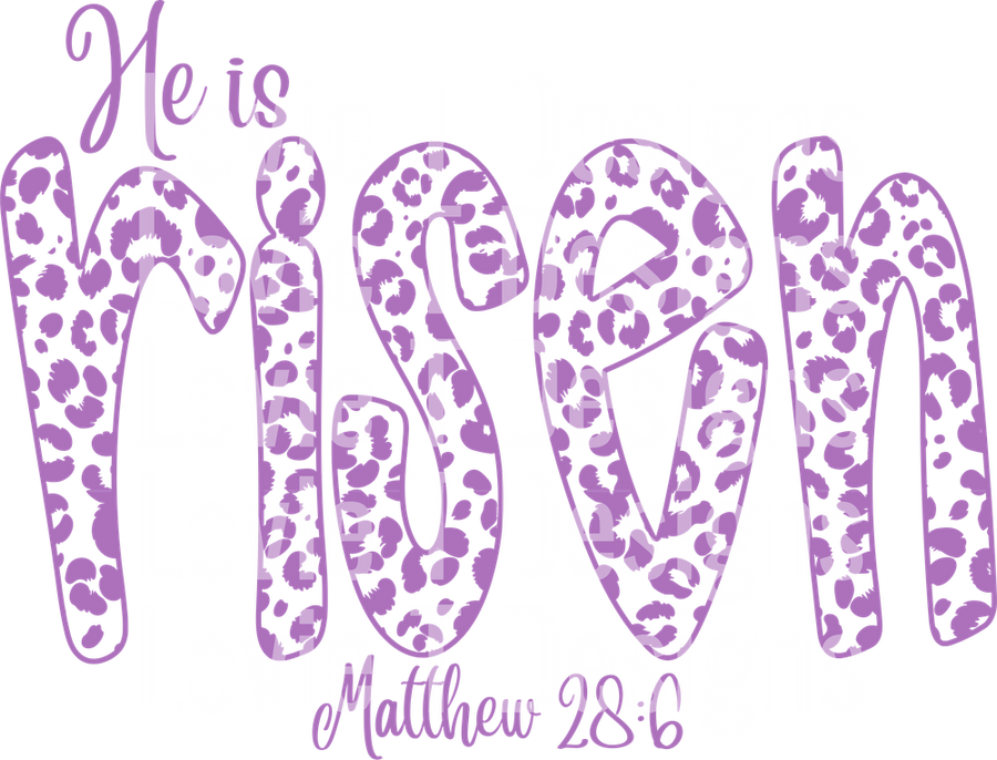 HE IS RISEN PURPLE LEOPARD