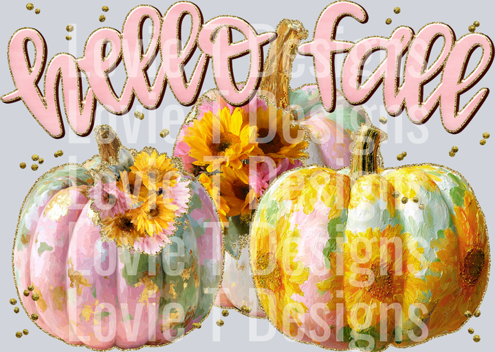 HELLO FALL PINK PUMPKINS