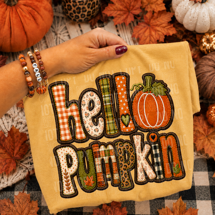 HELLO PUMPKIN FAUX EMBROIDERY mockup
