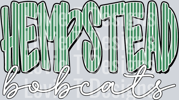 HEMPSTEAD BOBCATS KELLY GREEN SEERSUCKER WORD